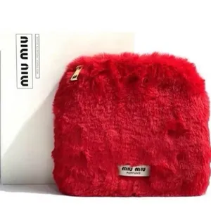 Miu Miu Faux Fur Cosmetics Pouch - Red thumbnail 5