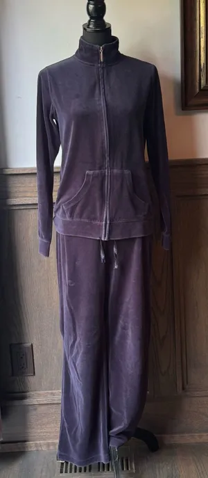 Exertek Navy Blue Velour Tracksuit Set Y2K Lounge Jacket Pants small thumbnail 1