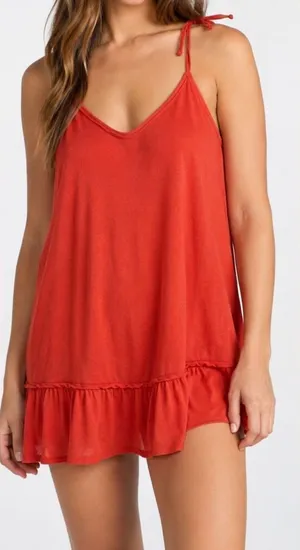 FP Beach Free People Red Tie Strap Swing Tunic Tank Top Medium thumbnail 1
