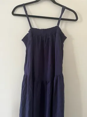 Old Navy Blue Airy Smocked Maxi Dress Small Beach Resort Vacation Euro Summer thumbnail 2