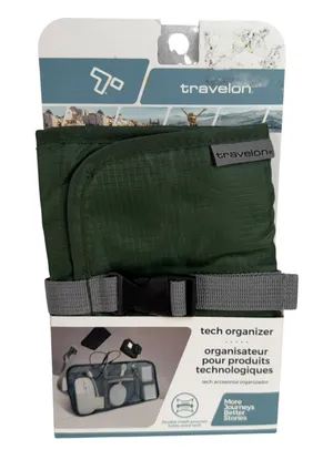 Travelon Tech‎ Accessory Travel Organizer Bag Green Lightweight Ripstop 43134 thumbnail 1