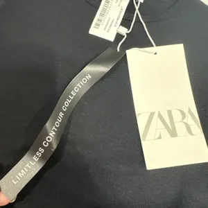 Zara Crop Top Crew Neck Pullover Stretch Long Sleeve Black Stretch Sz XS Stylish thumbnail 4