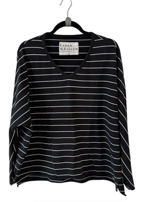 Frank & Eileen Tee Lab Oversized Striped Long Sleeve Tee Black White Large thumbnail 10