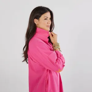 Caryn Lawn Preppy Corduroy Star Elbow Patch Dress in Pink thumbnail 2