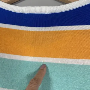 Lands' End‎ Cardigan Women’s Size L TALL Purple Orange Striped Button Up Cotton thumbnail 7