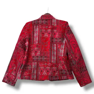 Molly & Maxx Red‎ Tapestry Jacket M Boho Festival Zip Up Ethnic Print Blazer thumbnail 3