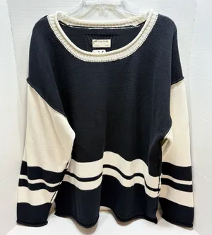 We The Free Ella Colorblock Roll Neck Knit Sweater Black & Cream M NWT thumbnail 1