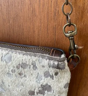 Canoe cowhide metallic silver crossbody thumbnail 1