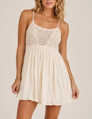 Vintage Y2K American Eagle Babydoll Mini Dress XS Cream Boho Country Concert thumbnail 1