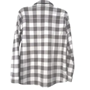 Eddie Bauer Fleece‎ Shirt Gray Buffalo Plaid Button Front Outdoorsy Womens L thumbnail 4