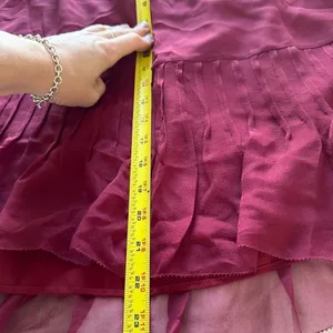 New Vertigo Paris Pleated Casual Lined Chiffon Silk Merlot Skirt sz 8 thumbnail 4