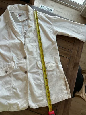 Anthropologie Pilcro Washed Corduroy White Oversized Blazer Coat XS thumbnail 13
