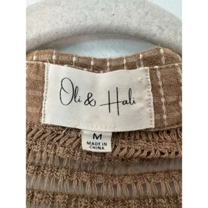 Oli & Hali Brown Check Oversized Frayed Mix Media Tunic Shirt Medium thumbnail 7