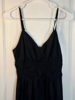 Dizzy Lizzy Black Smocked Waist Cotton Midi Dress Size M thumbnail 3