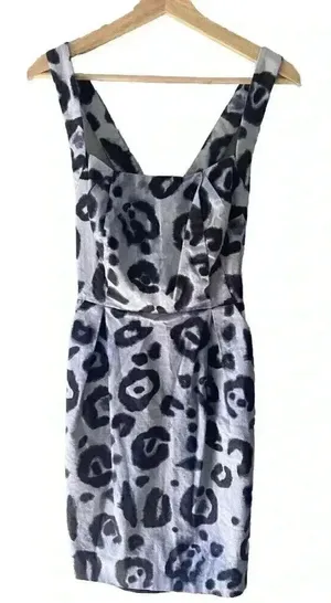 Vince Camuto Blue Leopard Cotton Dress‎ Size 10 thumbnail 1