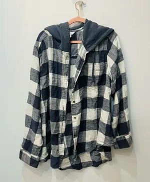 Oversized flannel hoodie from Time and Tru gray white size 3X thumbnail 1