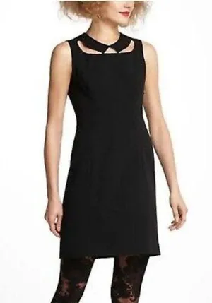 Anthropologie Postmark Dress 00 Black Cut Collar Peter Pan Retro Pin Up Cochette thumbnail 1