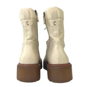 Sam Edelman Circus Sanders Ivory White Leather Round Toe Lace Up Combat Boots 11 thumbnail 3
