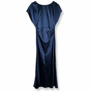 NEW Lulus Captivating Presence Dark Teal Satin Open Cowl Back Maxi Dress Large thumbnail 7