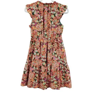 J Crew Floral Ruffle V Neck Mini Dress Sz 6 thumbnail 2