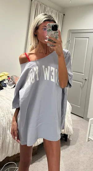 Brandy Melville Off the Shoulder New York Tee Shirt thumbnail 1