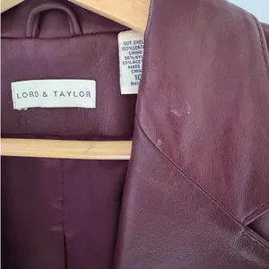 Lord & Taylor Womens Burgundy Wine Genuine Leather Blazer Jacket 10 Y2K Mob Wife thumbnail 6