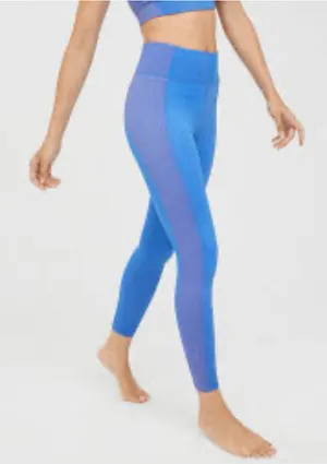 OFFLINE by Aerie Blue Pink Textured 7/8 High Rise Seamless Leggings XL thumbnail 1