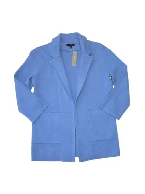 NWT J.Crew Sophie Open-Front Sweater Blazer in Heather Blue Knit Cardigan M $148 thumbnail 2