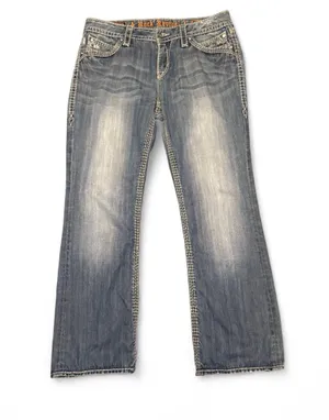 Rock Revival Elaina Easy Boot Jeans Women’s Size 31 Blue Denim Buckle Exclusive thumbnail 1