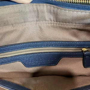 London Fog Navy Leather Handle Bag 3 Compartments‎ thumbnail 9