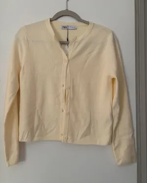 Zara Lightweight Cream Button-Up Cardigan thumbnail 1