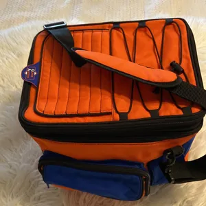 THERMOS Lunch Bag pretty big orange and Blue color BNWOT long 13” wide 12” thumbnail 3