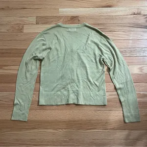 Vintage 100% Silk Minimalist Button Up Cardigan Small Green Neutral Quiet Luxury thumbnail 8