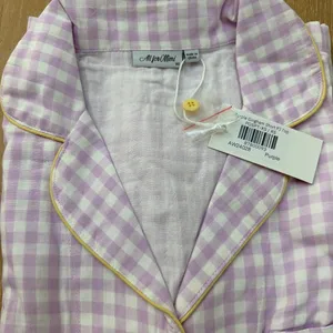 All For Mimi PJ Shorts Set Gingham Size XS Lilac White Lemon thumbnail 5