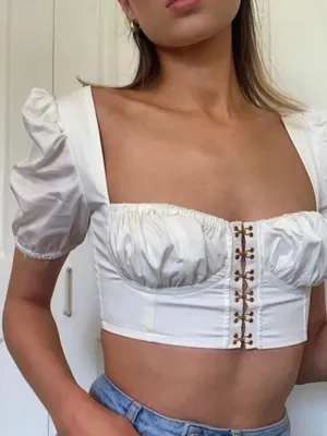House of‎ CB London Tia White Puff Sleeved Corset Top Womens Size S thumbnail 4