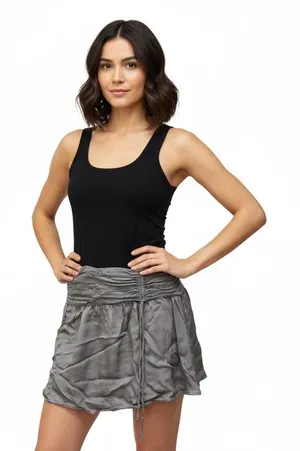 Aerie Gray Skorts with Ruched Waistband and Flowy Silhouette thumbnail 1