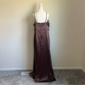 Birdy Grey Lydia Shiny Satin Chocolate Brown Maxi Dress NEW Size XXL Bridesmaid thumbnail 8