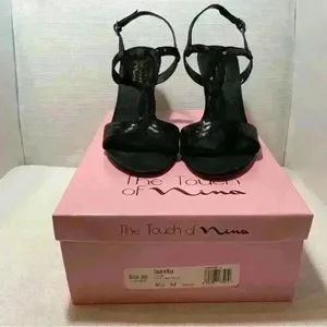 The Touch Of Nina Galinda 1 Black Luster Satin Women’s Heels Size 8.5 thumbnail 5
