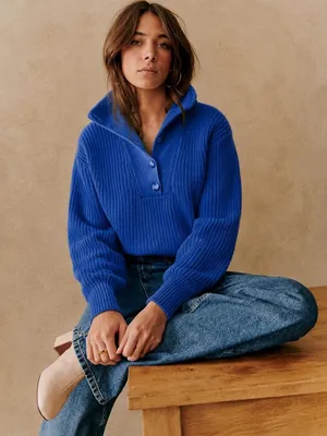Sezane Kyam Jumper Sweater Cobalt Blue Size Small Wool Pullover Bright Blue thumbnail 1