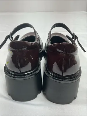 Womans Excellent Mary Jane Platform Chunky Heel Shoes Size 6 Burgandy thumbnail 4