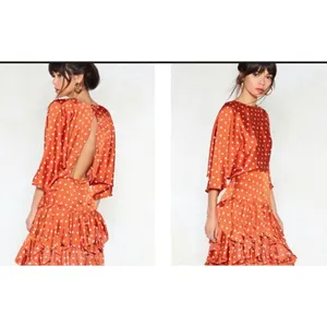 Nasty Gal Orange Polka‎ Dot Ruffle Mini Dress Open Back NWT Romantic Feminine thumbnail 3