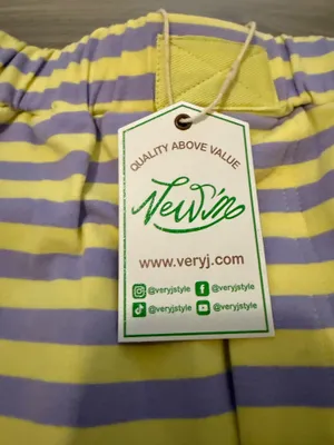 Very J Lavender & Lemon Striped Lounge Shorts thumbnail 3