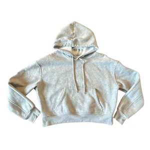 Amazon cropped grey pullover hoodie size M thumbnail 2
