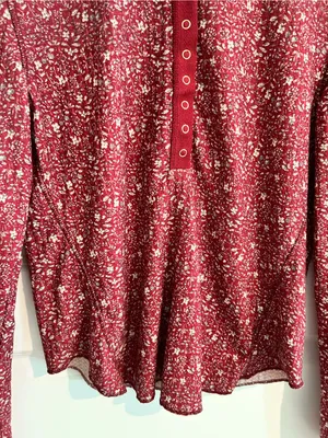 Natural Life Floral Henley Top Red Size XL thumbnail 5