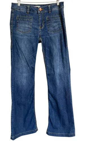 CAbi Jeans Women’s 6 Blue Denim Flare Bootcut Front Patch Pockets Stretch thumbnail 1