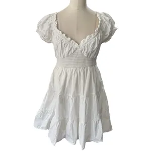 Altar'd State White Smocked Sweetheart Mini Dress L Little White Dress Bridal thumbnail 16