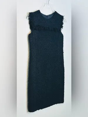 Akris Punto Black Wool Blend Boucle Tweed Sleeveless Dress thumbnail 3
