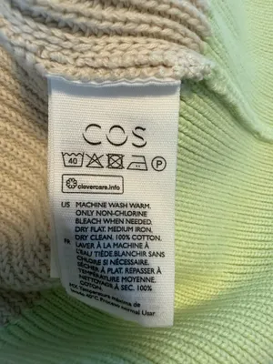 COS Cotton Ribbed Knit Colorblock Cardigan Cream Green thumbnail 6