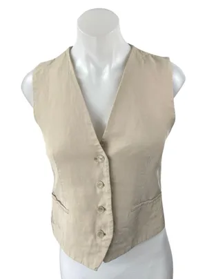 Zara Women's Beige Tan Sleeveless Button Down Blazer Vest Crop Tank Top Size XS thumbnail 1