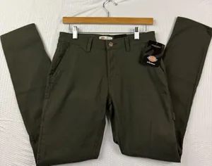 Dickies Womens Slim Fit Duck Carpenter Pants Olive Green FD2600RMS Size 4 Reg thumbnail 1